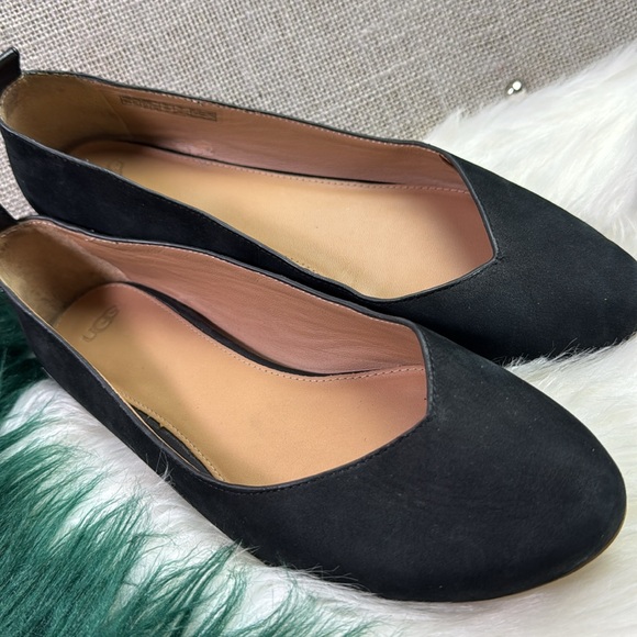 UGG "LYNLEY" WOMENS BALLERINA BLACK SUEDE LEATHER FLATS -size 7 - Picture 13 of 13